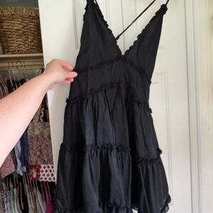 Black Ruffled Sleeveless Dress